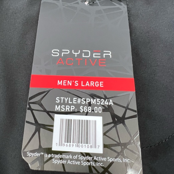 SPYDER MEN'S ACTIVE WEAR,BLACK,L,2 POCKETS W/RED ZIPPER,3D LOGO DIFFERENT SHADES - Picture 10 of 14